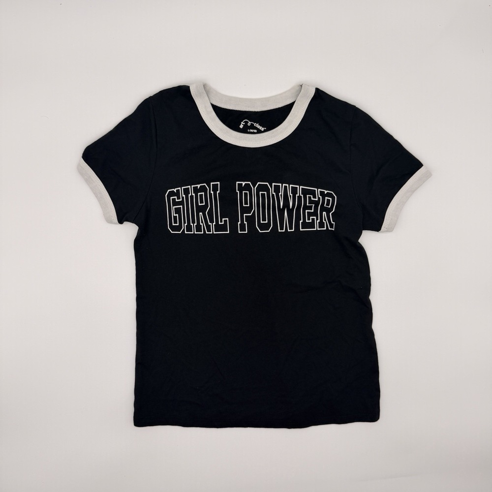 Art Class Girl Power T-shirt Size 10/12 Black And White